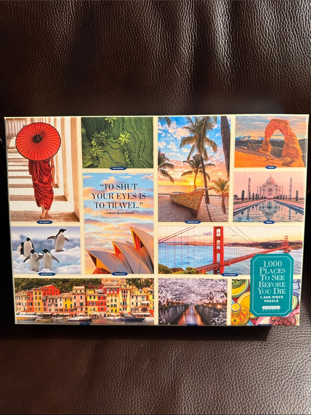 Workman puzzle.  1000 places to see before you die.  Complete with poster
